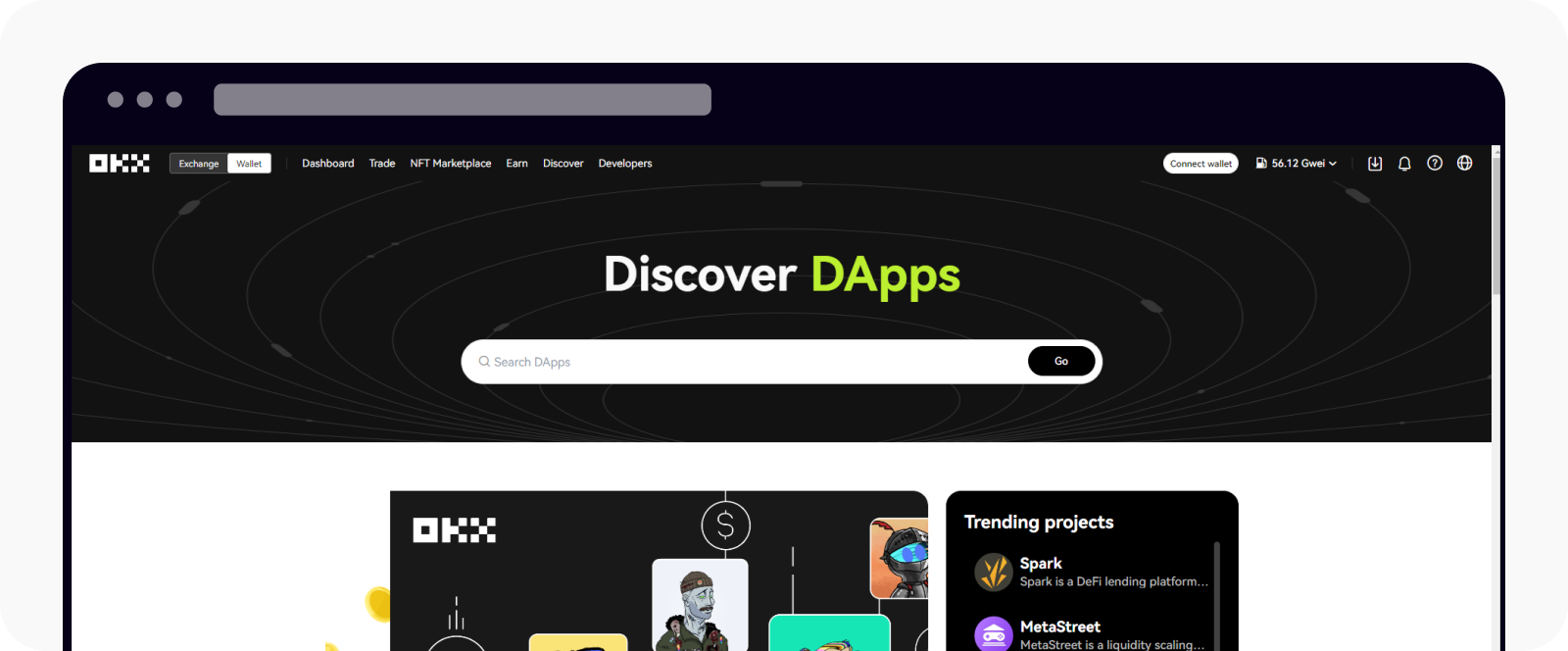 Open the OKX Discover DApps page