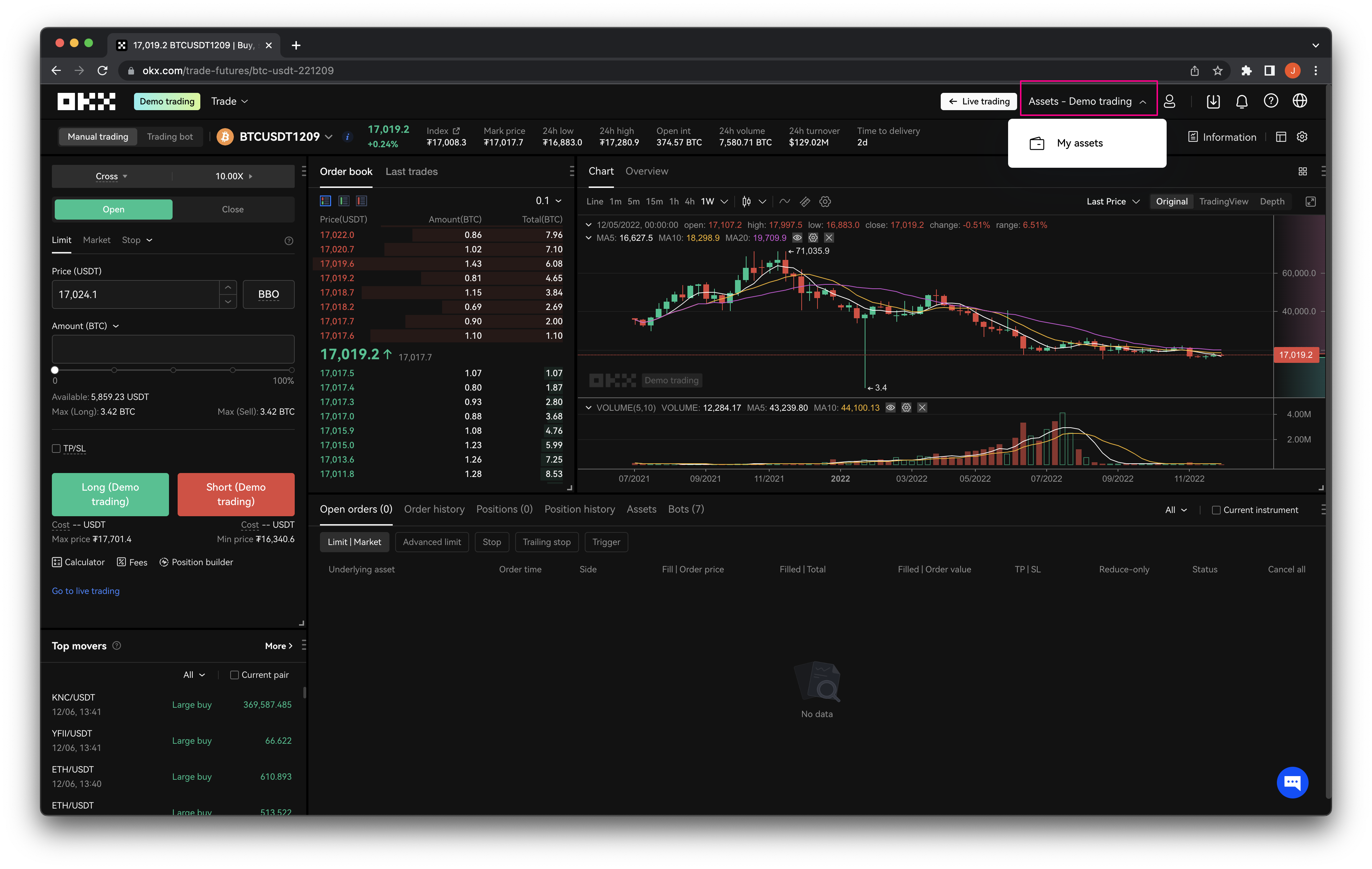 demo crypto trading app